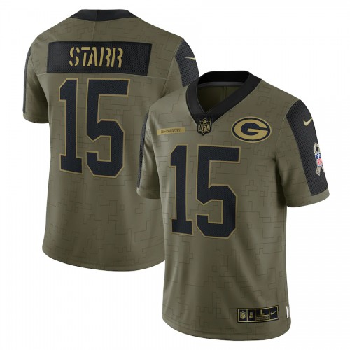 Green Bay Green Bay Packers #15 Bart Starr Olive Nike 2021 Salute To Service Limited Player Jersey Men’s