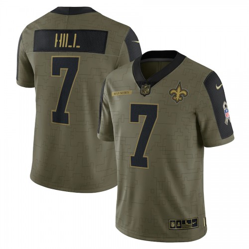 New Orleans New Orleans Saints #7 Taysom Hill Olive Nike 2021 Salute To Service Limited Player Jersey Men’s