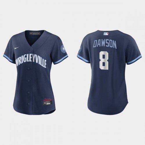 Chicago Chicago Cubs #8 Andre Dawson Women’s Nike 2021 City Connect Navy MLB Jersey Womens