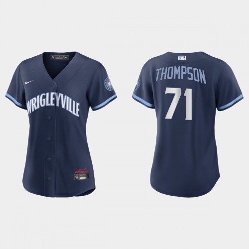 Chicago Chicago Cubs #71 Keegan Thompson Women’s Nike 2021 City Connect Navy MLB Jersey Womens