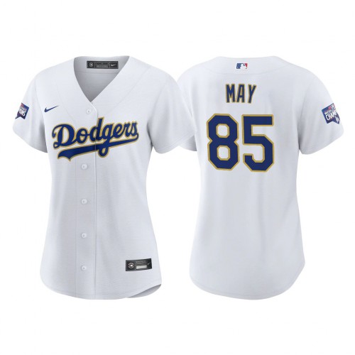 Los Angeles Los Angeles Dodgers #85 Dustin May Women’s Nike 2021 Gold Program World Series Champions MLB Jersey Whtie Womens