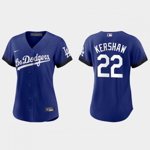 Los Angeles Los Angeles Dodgers #22 Clayton Kershaw Nike Women’s 2021 City Connect MLB Jersey Royal Womens