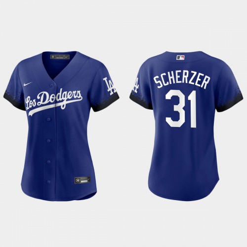 Los Angeles Los Angeles Dodgers #31 Max Scherzer Nike Women’s 2021 City Connect MLB Jersey Royal Womens