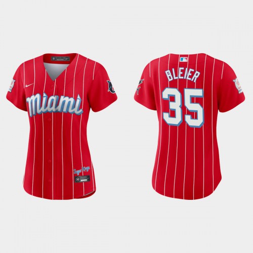 Miami Miami Marlins #35 Richard Bleier Women’s Nike 2021 City Connect Authentic MLB Jersey Red Womens