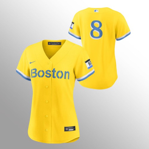 Boston Boston Red Sox #8 Carl Yastrzemski Women’s Nike 2021 City Connect Gold Fans Version MLB Jersey – No Name Womens