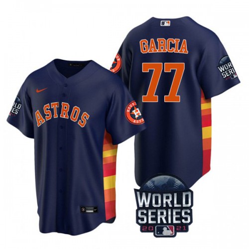 Houston Houston Astros #77 Luis Garcia Youth Nike 150th Anniversary 2021 World Series Game MLB Jersey – Navy Youth
