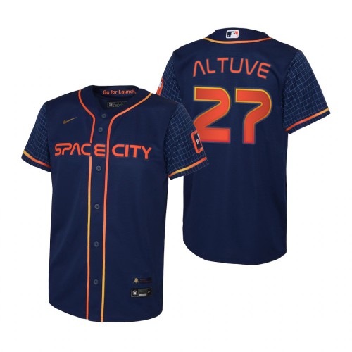 Houston Houston Astros #27 Jose Altuve Navy Youth Nike 2022 City Connect Replica MLB Jersey Youth