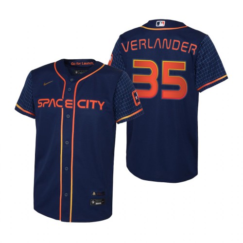 Houston Houston Astros #35 Justin Verlander Navy Youth Nike 2022 City Connect Replica MLB Jersey Youth