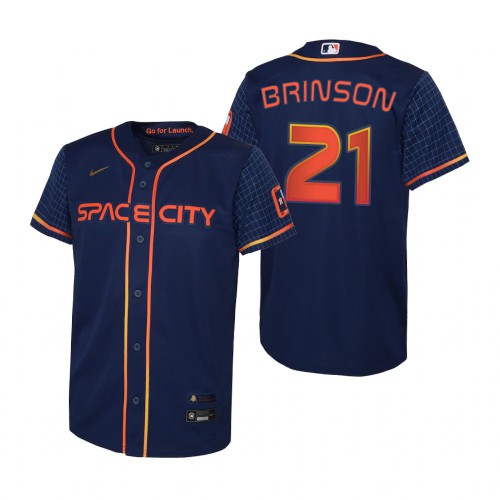 Houston Houston Astros #21 Lewis Brinson Navy Youth Nike 2022 City Connect Replica MLB Jersey Youth