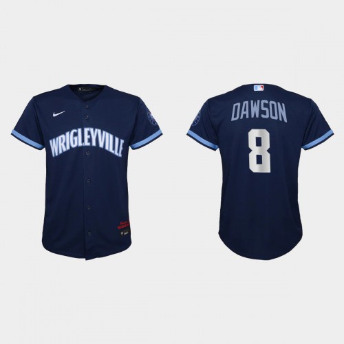 Chicago Chicago Cubs #8 Andre Dawson Youth Nike 2021 City Connect Navy MLB Jersey Youth