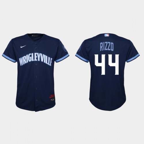 Chicago Chicago Cubs #44 Anthony Rizzo Youth Nike 2021 City Connect Navy MLB Jersey Youth
