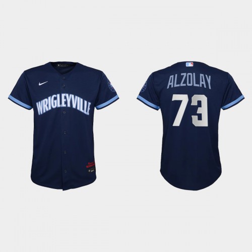 Chicago Chicago Cubs #73 Adbert Alzolay Youth Nike 2021 City Connect Navy MLB Jersey Youth