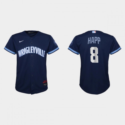 Chicago Chicago Cubs #8 Ian Happ Youth Nike 2021 City Connect Navy MLB Jersey Youth