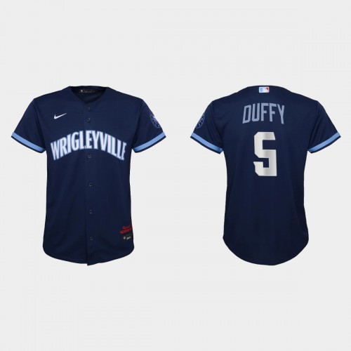 Chicago Chicago Cubs #5 Matt Duffy Youth Nike 2021 City Connect Navy MLB Jersey Youth