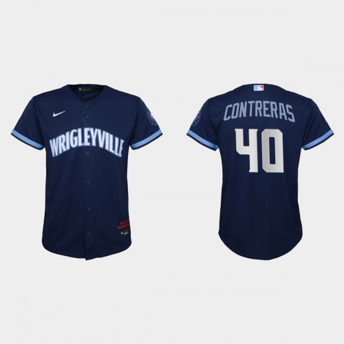 Chicago Chicago Cubs #40 Willson Contreras Youth Nike 2021 City Connect Navy MLB Jersey Youth