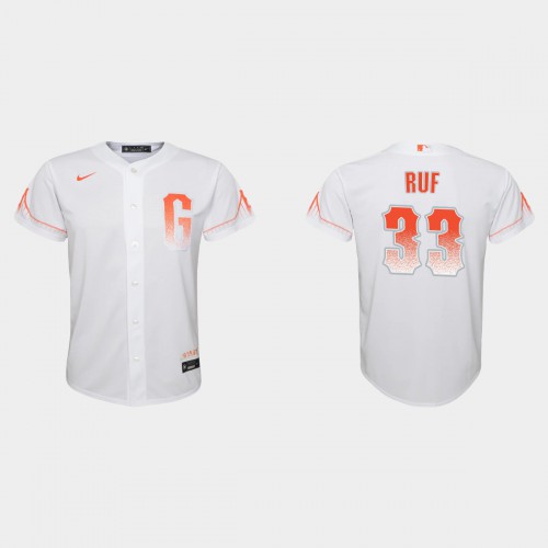 San Francisco San Francisco Giants #33 Darin Ruf Youth 2021 City Connect White Jersey Youth