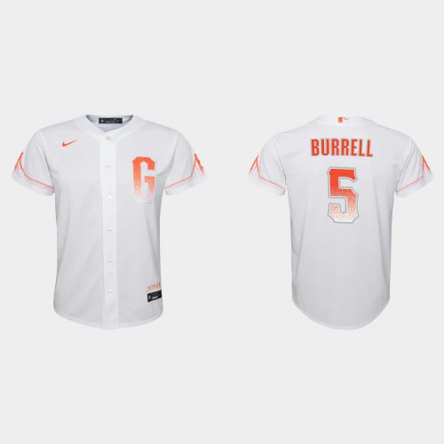San Francisco San Francisco Giants #5 Pat Burrell Youth 2021 City Connect White Jersey Youth