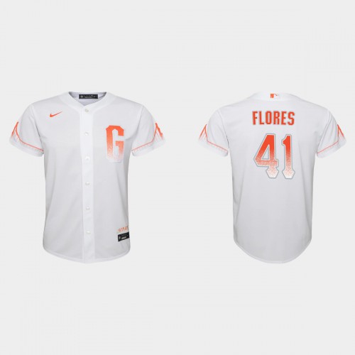San Francisco San Francisco Giants #41 Wilmer Flores Youth 2021 City Connect White Jersey Youth