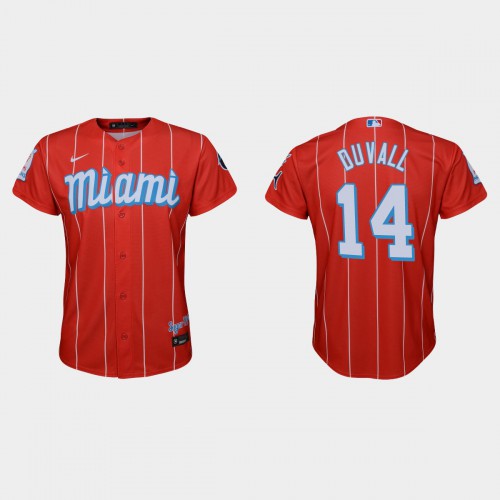 Miami Miami Marlins #14 Adam Duvall Youth Nike 2021 City Connect Authentic MLB Jersey Red Youth