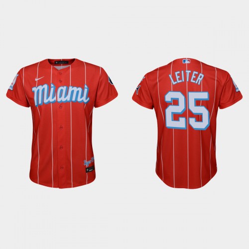 Miami Miami Marlins #25 Al Leiter Youth Nike 2021 City Connect Authentic MLB Jersey Red Youth
