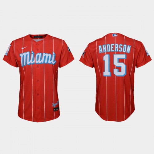 Miami Miami Marlins #15 Brian Anderson Youth Nike 2021 City Connect Authentic MLB Jersey Red Youth