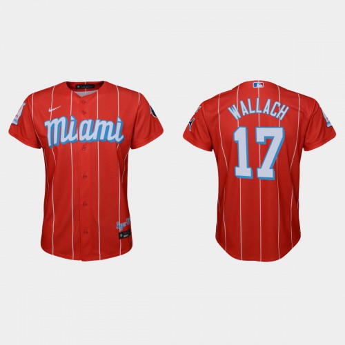 Miami Miami Marlins #17 Chad Wallach Youth Nike 2021 City Connect Authentic MLB Jersey Red Youth