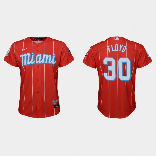 Miami Miami Marlins #30 Cliff Floyd Youth Nike 2021 City Connect Authentic MLB Jersey Red Youth