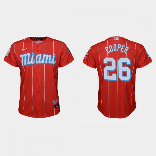 Miami Miami Marlins #26 Garrett Cooper Youth Nike 2021 City Connect Authentic MLB Jersey Red Youth