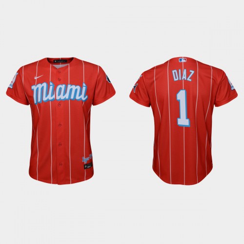 Miami Miami Marlins #1 Isan Diaz Youth Nike 2021 City Connect Authentic MLB Jersey Red Youth