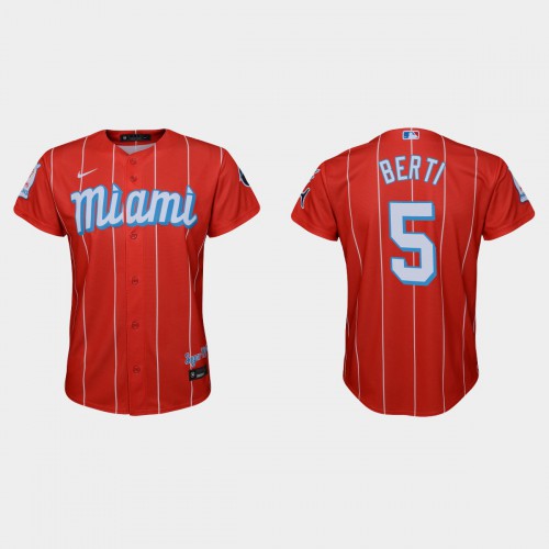Miami Miami Marlins #5 Jon Berti Youth Nike 2021 City Connect Authentic MLB Jersey Red Youth