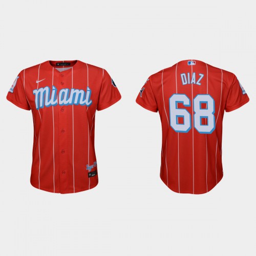Miami Miami Marlins #68 Lewin Diaz Youth Nike 2021 City Connect Authentic MLB Jersey Red Youth