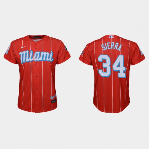 Miami Miami Marlins #34 Magneuris Sierra Youth Nike 2021 City Connect Authentic MLB Jersey Red Youth