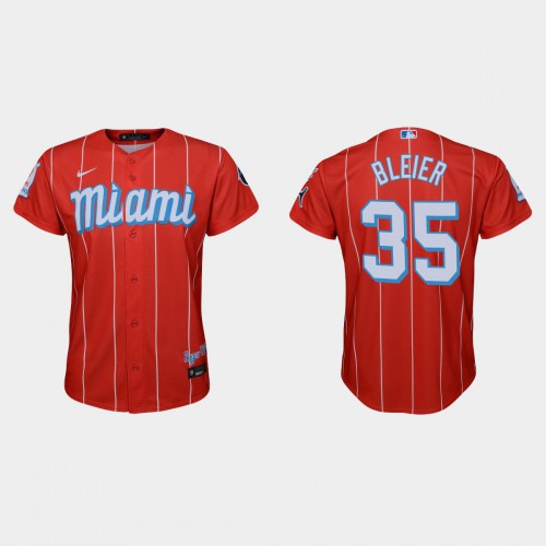 Miami Miami Marlins #35 Richard Bleier Youth Nike 2021 City Connect Authentic MLB Jersey Red Youth