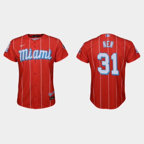 Miami Miami Marlins #31 Robb Nen Youth Nike 2021 City Connect Authentic MLB Jersey Red Youth