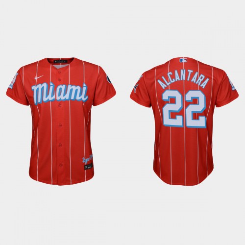 Miami Miami Marlins #22 Sandy Alcantara Youth Nike 2021 City Connect Authentic MLB Jersey Red Youth