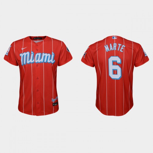 Miami Miami Marlins #6 Starling Marte Youth Nike 2021 City Connect Authentic MLB Jersey Red Youth