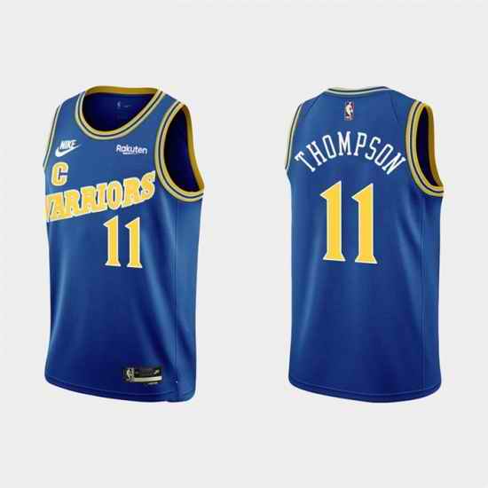 Men Golden State Warriors #11 Klay Thompson Royal Classic Edition Stitched Jersey