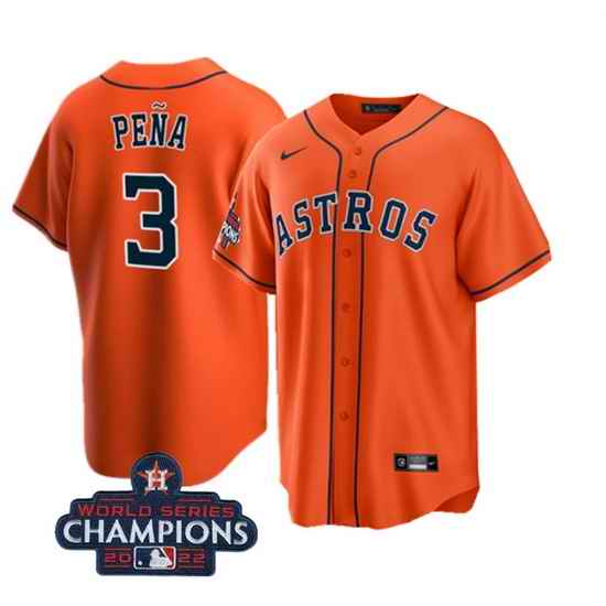 Youth Houston Astros #3 Jeremy Pena Orange 2022 World Series Champions Stitched BaseballJersey