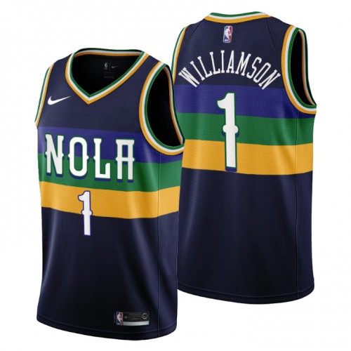 Nike New Orleans Pelicans #1 Zion Williamson Men’s 2022-23 City Edition NBA Jersey – Cherry Blossom Navy Men’s