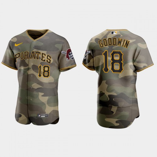 Pittsburgh Pittsburgh Pirates #18 Brian Goodwin Men’s Nike 2021 Armed Forces Day Authentic MLB Jersey -Camo Men’s