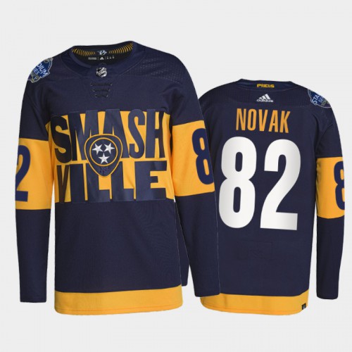 Adidas Nashville Predators #82 Tommy Novak Men’s 2022 Stadium Series Authentic NHL Jersey – Navy Men’s