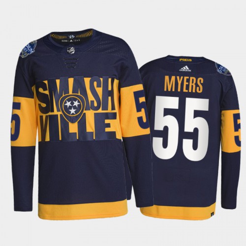 Adidas Nashville Predators #55 Philippe Myers Men’s 2022 Stadium Series Authentic NHL Jersey – Navy Men’s