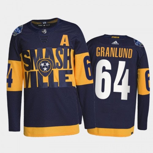 Adidas Nashville Predators #64 Mikael Granlund Men’s 2022 Stadium Series Authentic NHL Jersey – Navy Men’s