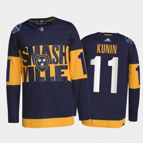 Adidas Nashville Predators #11 Luke Kunin Men’s 2022 Stadium Series Authentic NHL Jersey – Navy Men’s