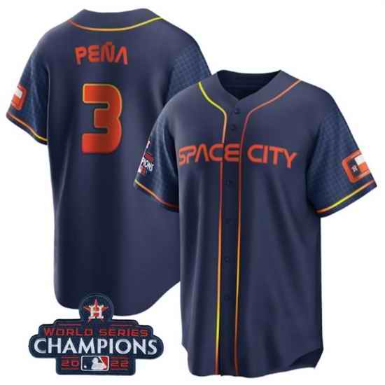 Youth Houston Astros #3 Jeremy Pena Navy 2022 World Series Champions City Connect Stitched BaseballJersey