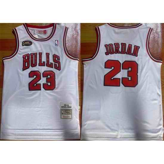 Men Chicago Bulls #23 Michael Jordan White 1997 98 NBA Finals Stitched Jersey