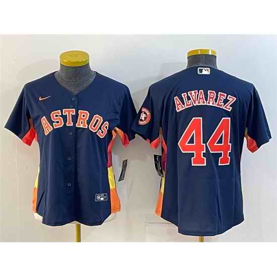 Women Houston Astros #44 Yordan Alvarez Navy With Patch Cool Base Stitched Baseball Jersey