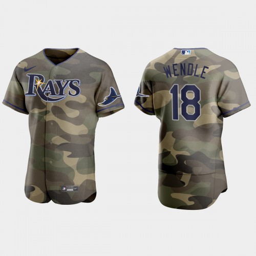 Tampa Bay Tampa Bay Rays #18 Joey Wendle Men’s Nike 2021 Armed Forces Day Authentic MLB Jersey -Camo Men’s