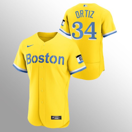 Boston Boston Red Sox #34 David Ortiz Men’s Nike 2021 City Connect Gold Authentic MLB Jersey Men’s
