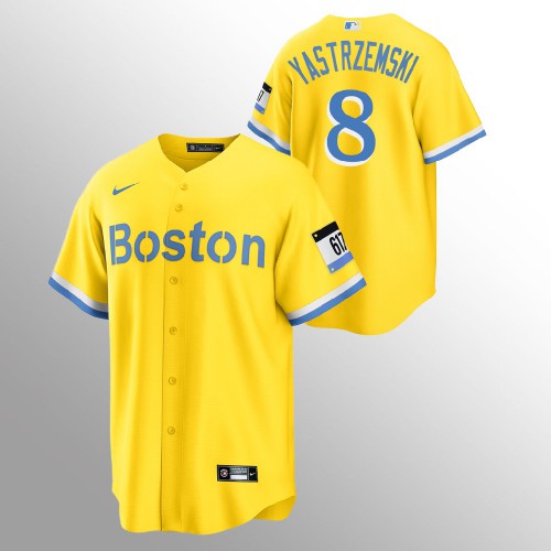 Boston Boston Red Sox #8 Carl Yastrzemski Men’s Nike 2021 City Connect Gold Fans Version MLB Jersey Men’s